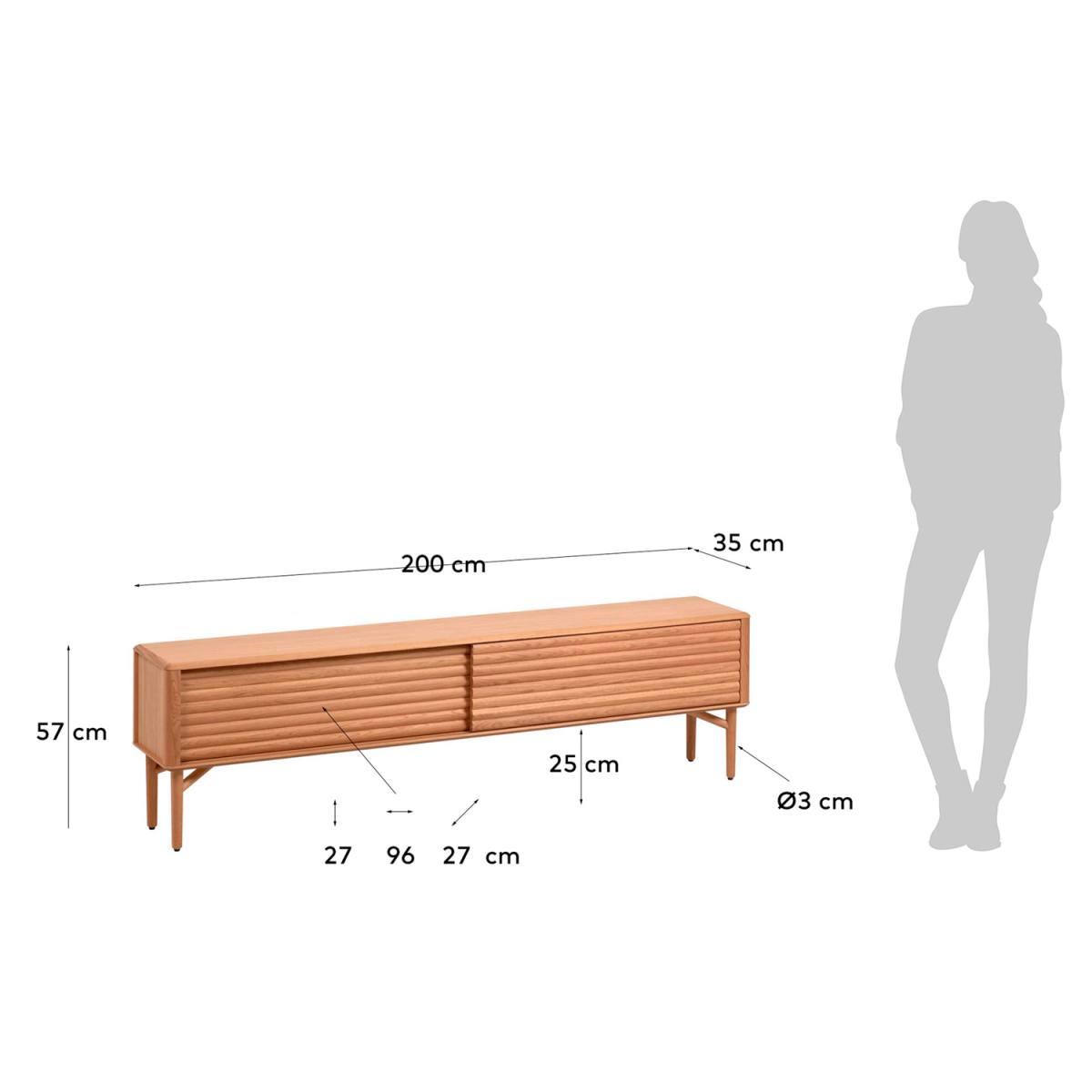 KAVE HOME Lenon TV-bord m. 2 skydelåger, produktbillede 2 af 13, TV-borde hos HomeNordic