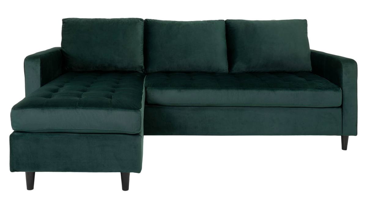 Milano Lounge sofa mørkegrøn velour, produktbillede 3 af 3, Sofaer hos HomeNordic