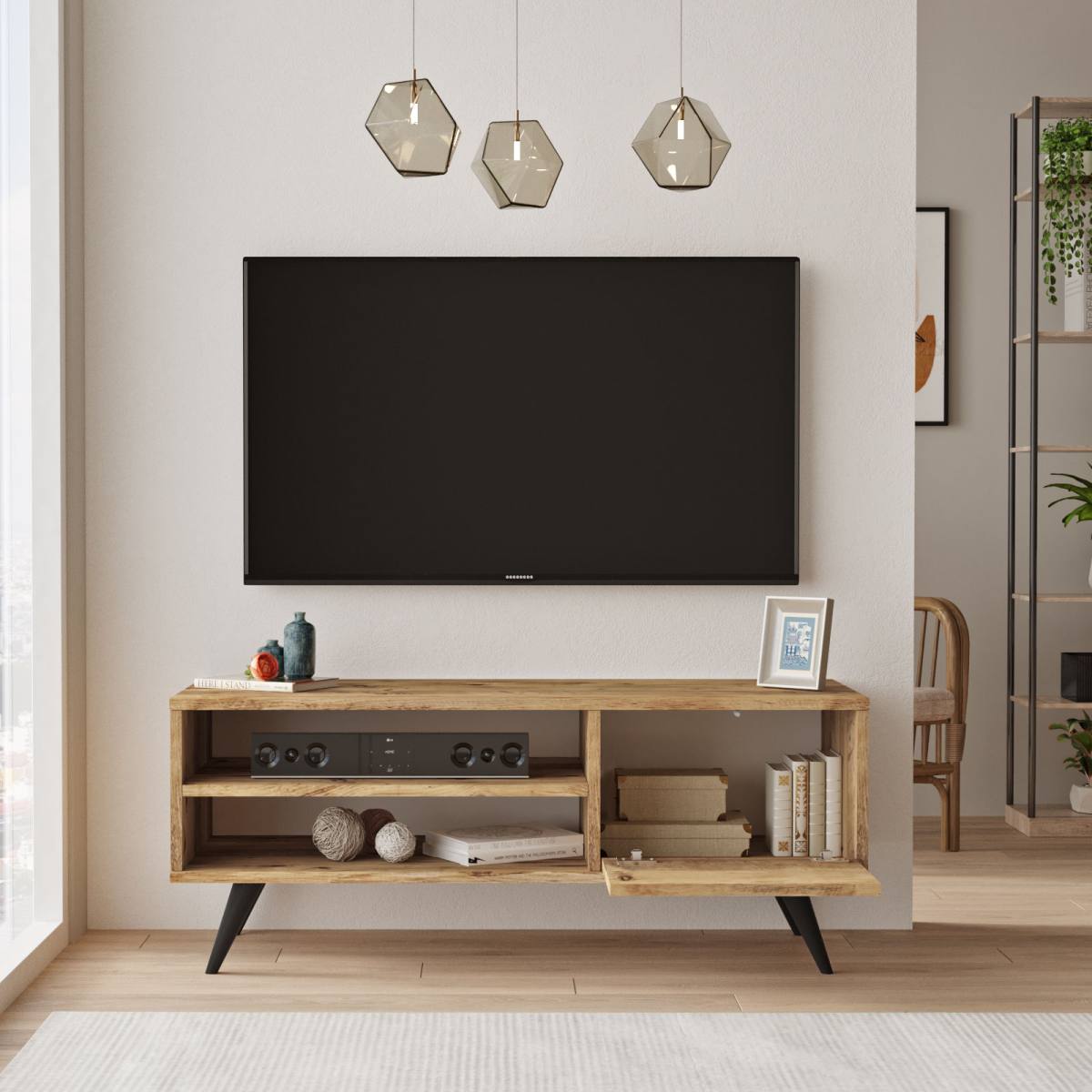 NORDVÄRK CD1 TV-bord, m. 1 låge og 1 hylde, produktbillede 4 af 7, TV-borde hos HomeNordic