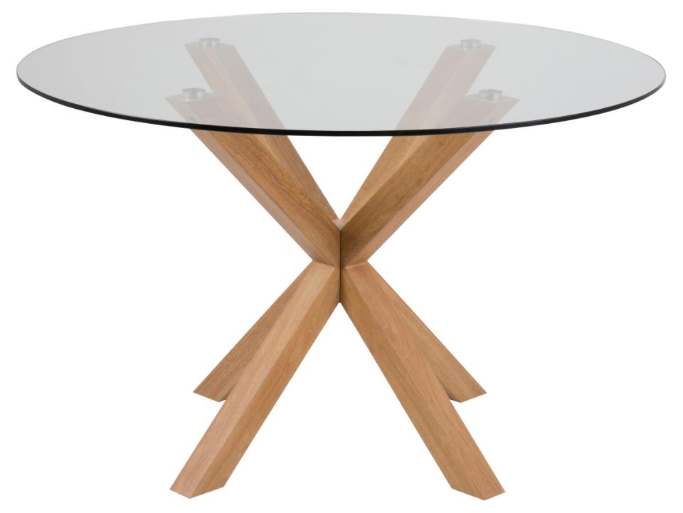 Sorgenfri rundt spisebord 119 cm glasplade og metalstel med ege folie., Spiseborde hos HomeNordic