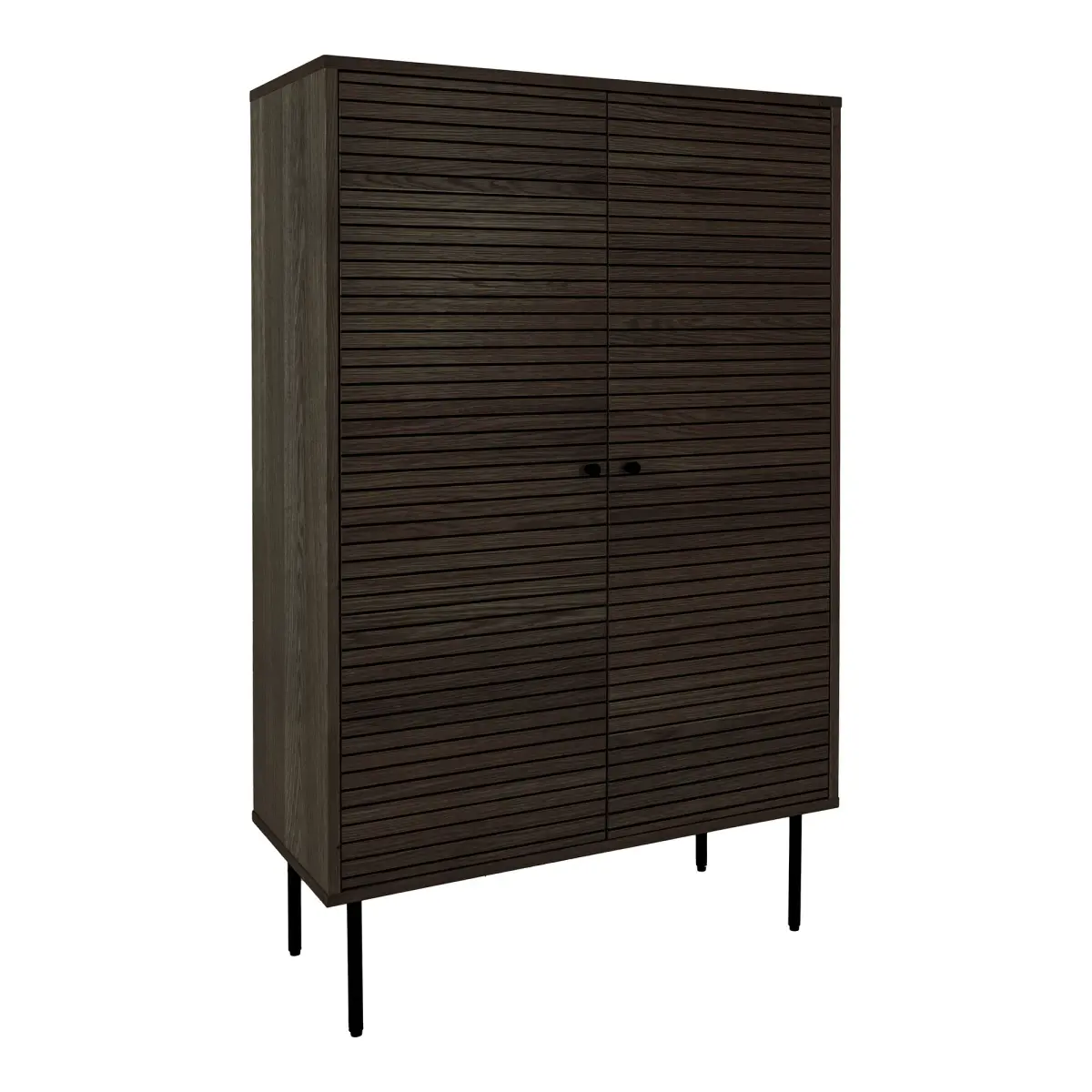 Kyoto Vitrineskab - Vitrineskab, 2 Låger, Egefiner, Smoked, Sorte Metalben 80X40X130 Cm – billede 6