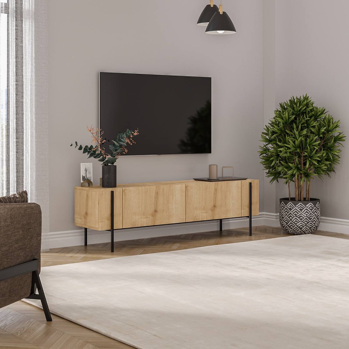 NORDVÄRK Herman TV-bord, m. 2 låger, produktbillede 8 af 8, TV-borde hos HomeNordic
