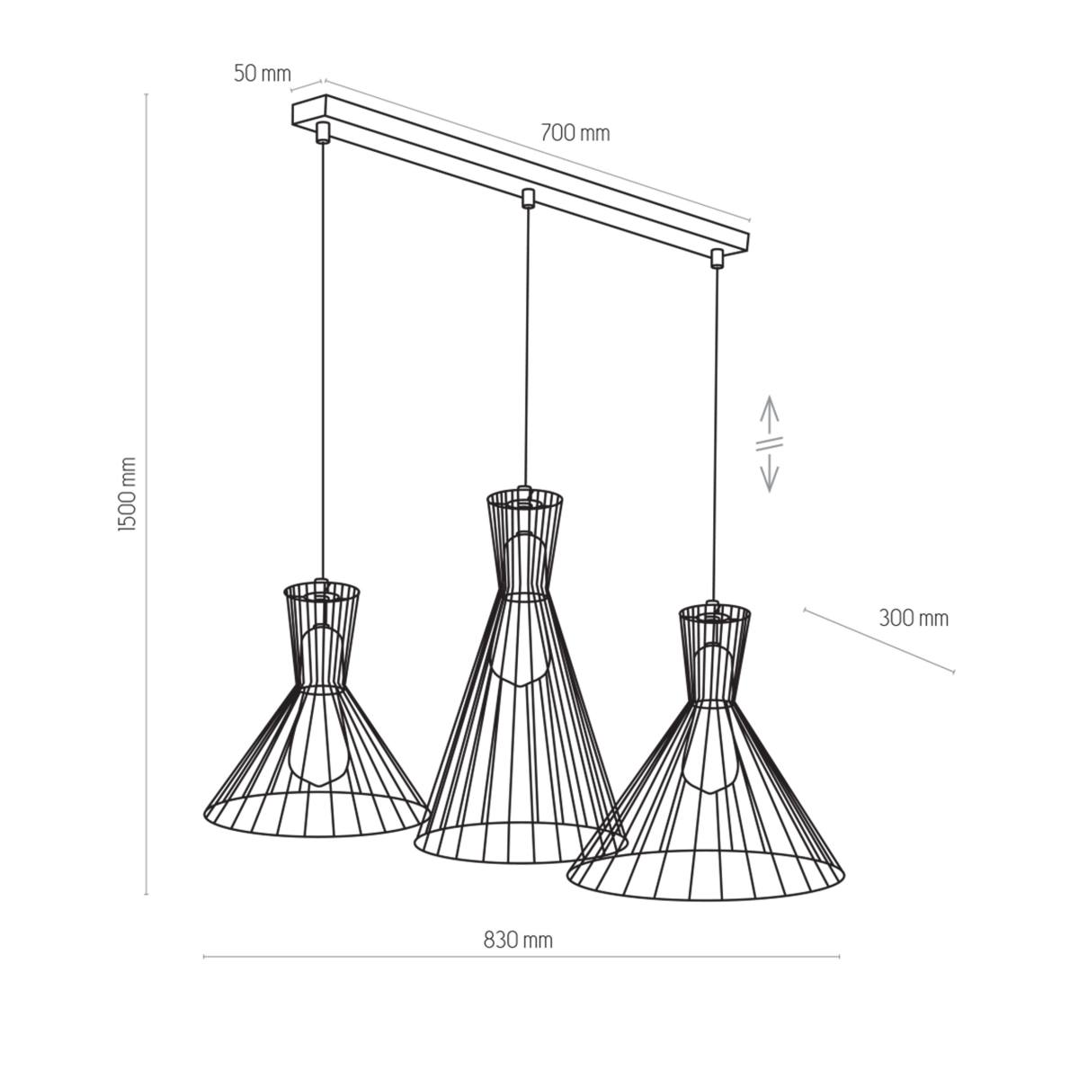 TK Sahara loftlampe, m. 3 skærme, produktbillede 2 af 3, Loftlamper hos HomeNordic