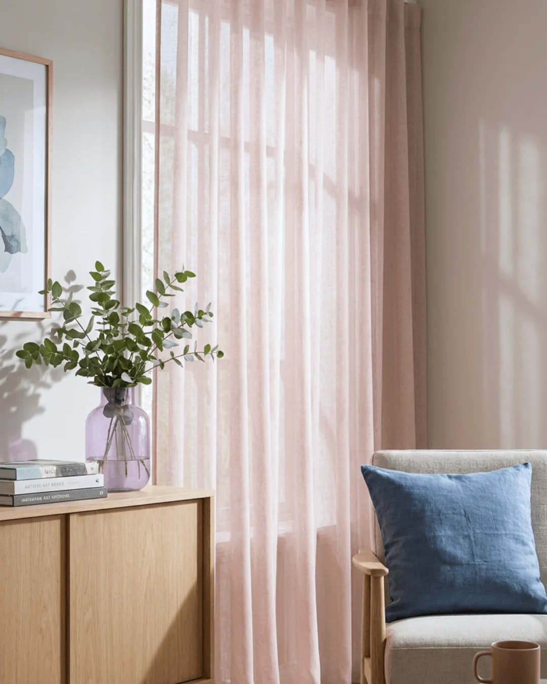 PETRA – Tyndt wavegardin, Rosa, Gardiner hos HomeNordic