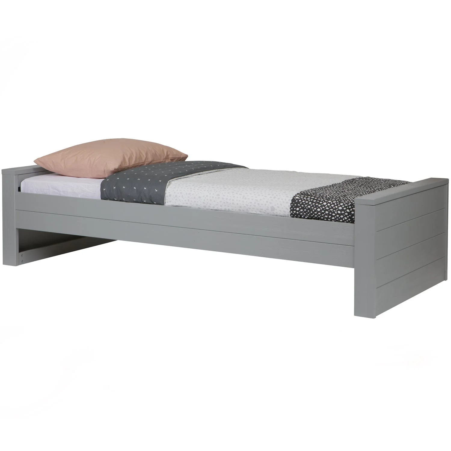 WOOOD - Dennis Seng 90x200 Fyrretræ Betongrå FSC 53x219x95 cm, Senge hos HomeNordic