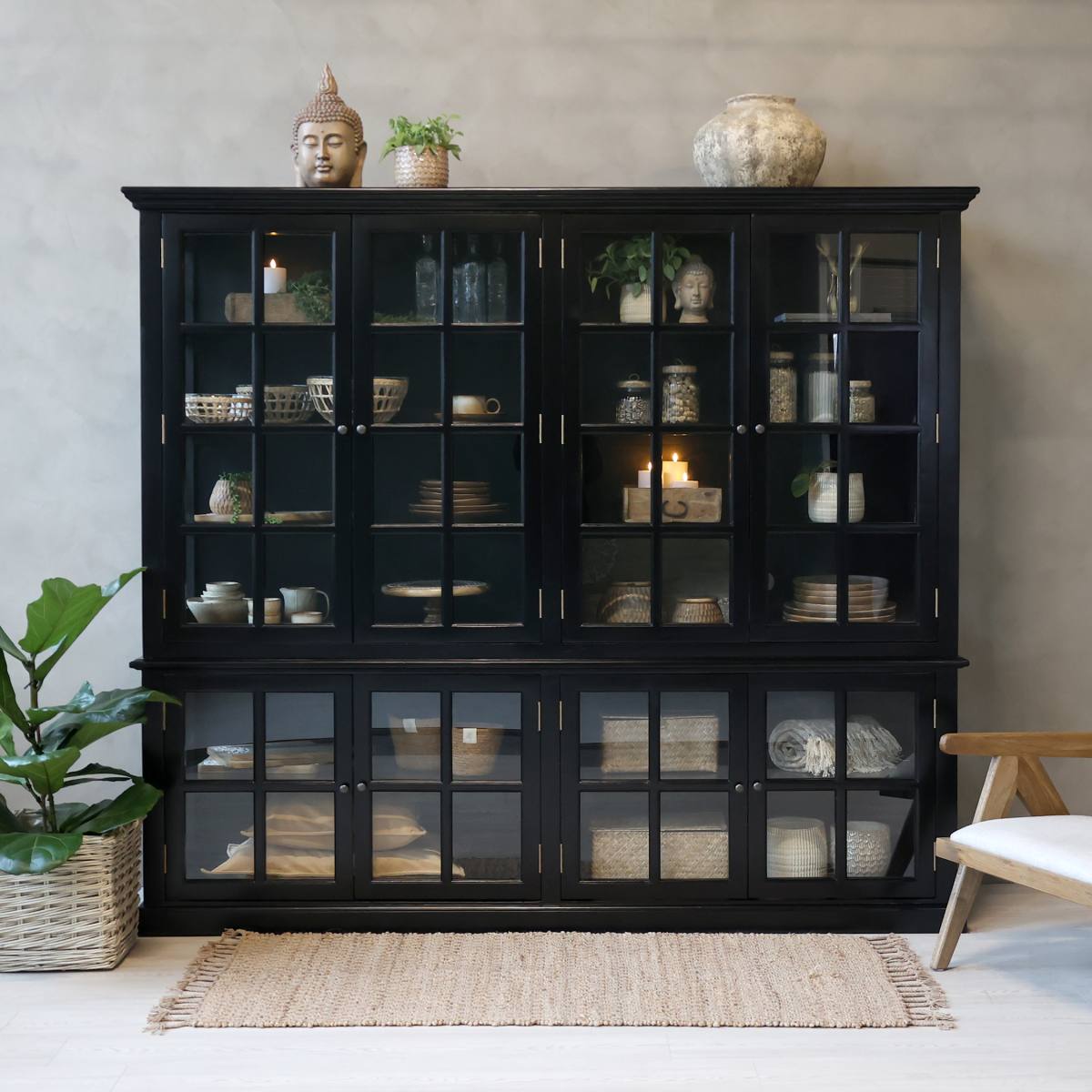 CHIC ANTIQUE MARSEILLE VITRINESKAB M/8 LÅGER SORT, produktbillede 6 af 24, Vitrineskabe hos HomeNordic