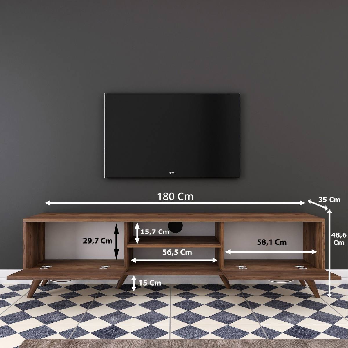NORDVÄRK A9 TV-bord, m. 2 låger og 1 hylde, produktbillede 10 af 11, TV-borde hos HomeNordic
