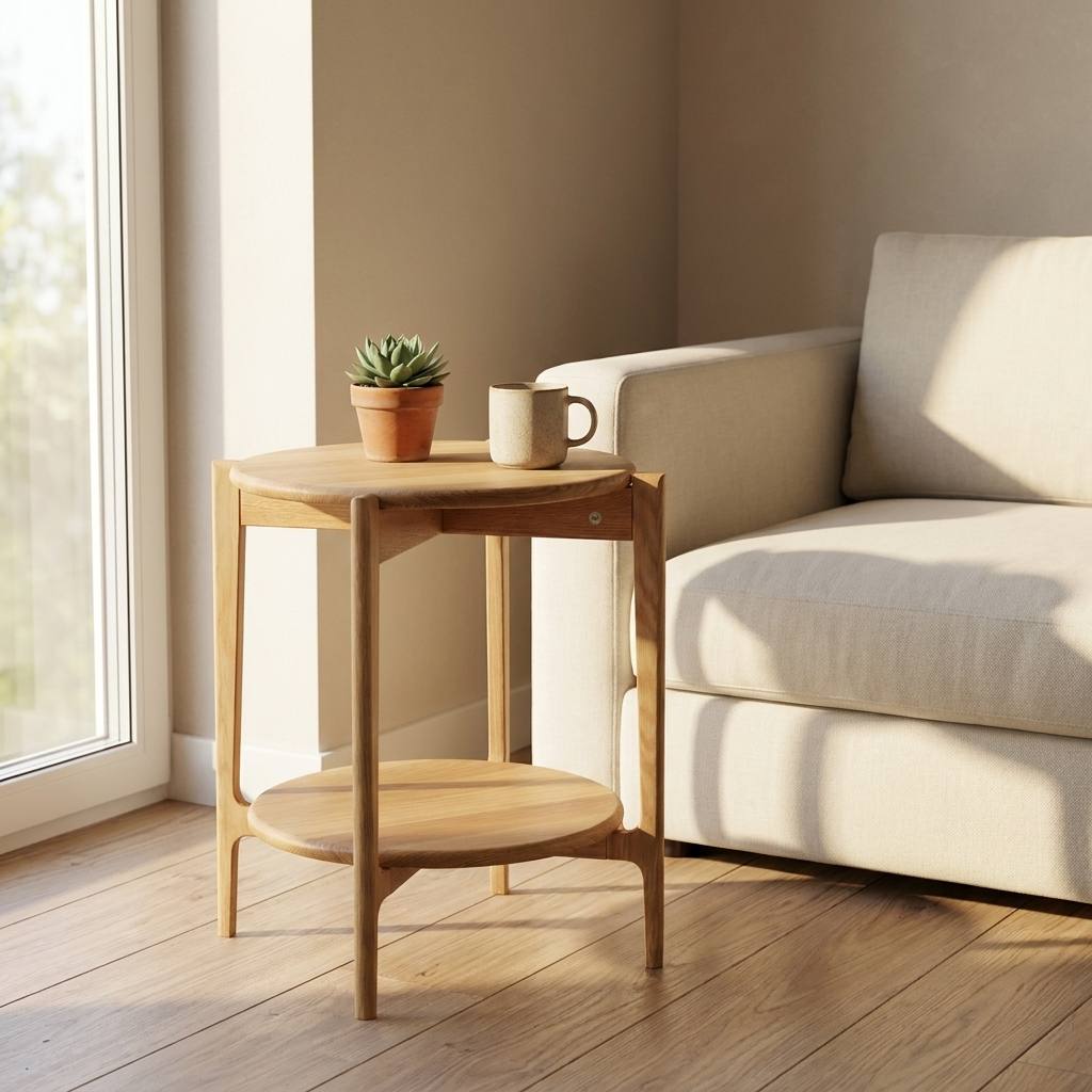 Vasa, Rundt hjørnebord i massiv eg med hylde og fem forskellige finish., produktbillede 6 af 24, Nordisk design hos HomeNordic