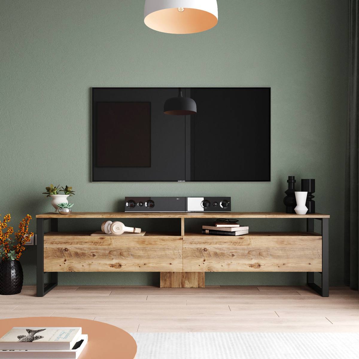 NORDVÄRK ML19 TV-bord, m. låge og 2 hylder, produktbillede 3 af 6, TV-borde hos HomeNordic