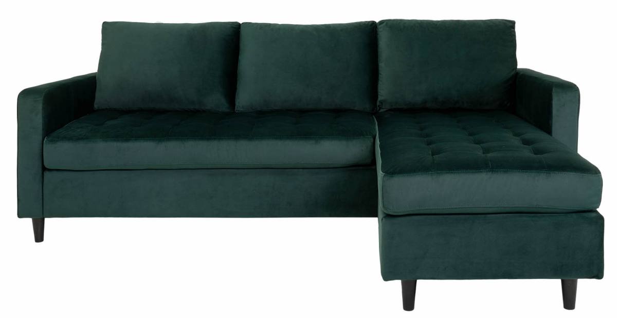 Milano Lounge sofa mørkegrøn velour, produktbillede 2 af 3, Sofaer hos HomeNordic