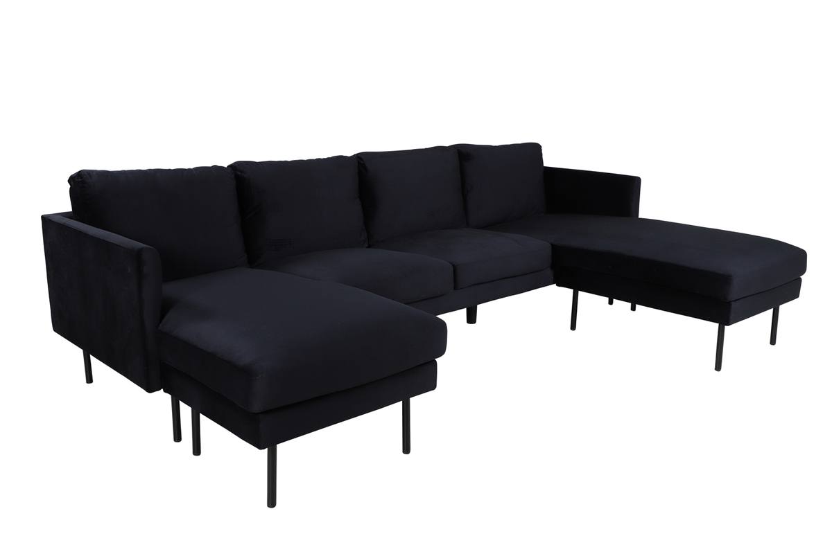 Polar - Sofa i U-form med sort fløjl – billede 2