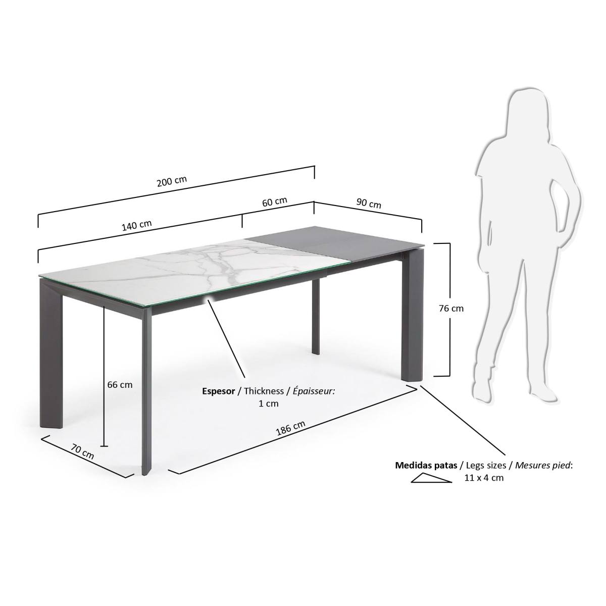 KAVE HOME Axis spisebord, m. butterflybordplade, produktbillede 2 af 4, Spiseborde hos HomeNordic