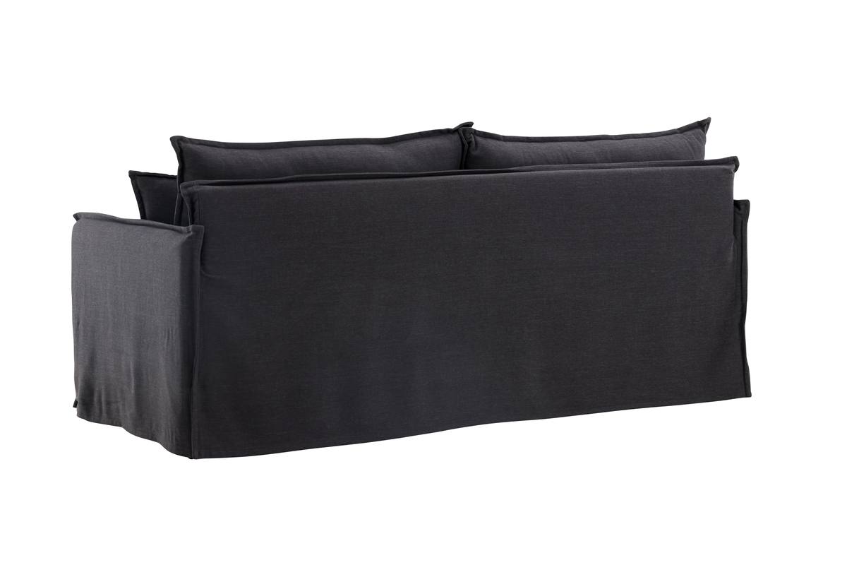 Stella - Sofa, 3-personers med stof i sort hør polyester – billede 5