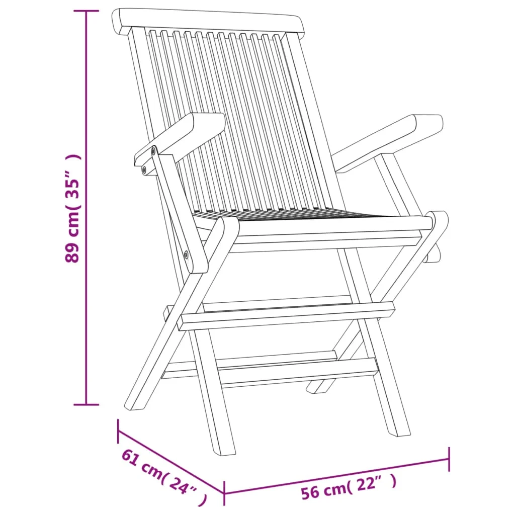 Havestole 56x61x89 Cm Foldbare Massivt Teaktræ, produktbillede 5 af 8, Havestole i teaktræ hos HomeNordic