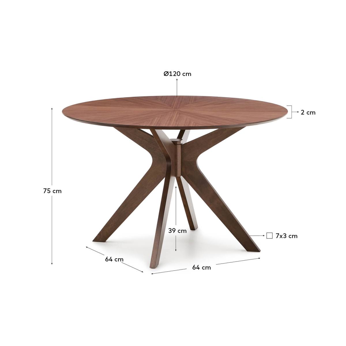 KAVE HOME Naanim spisebord, rund, produktbillede 2 af 6, Spiseborde hos HomeNordic