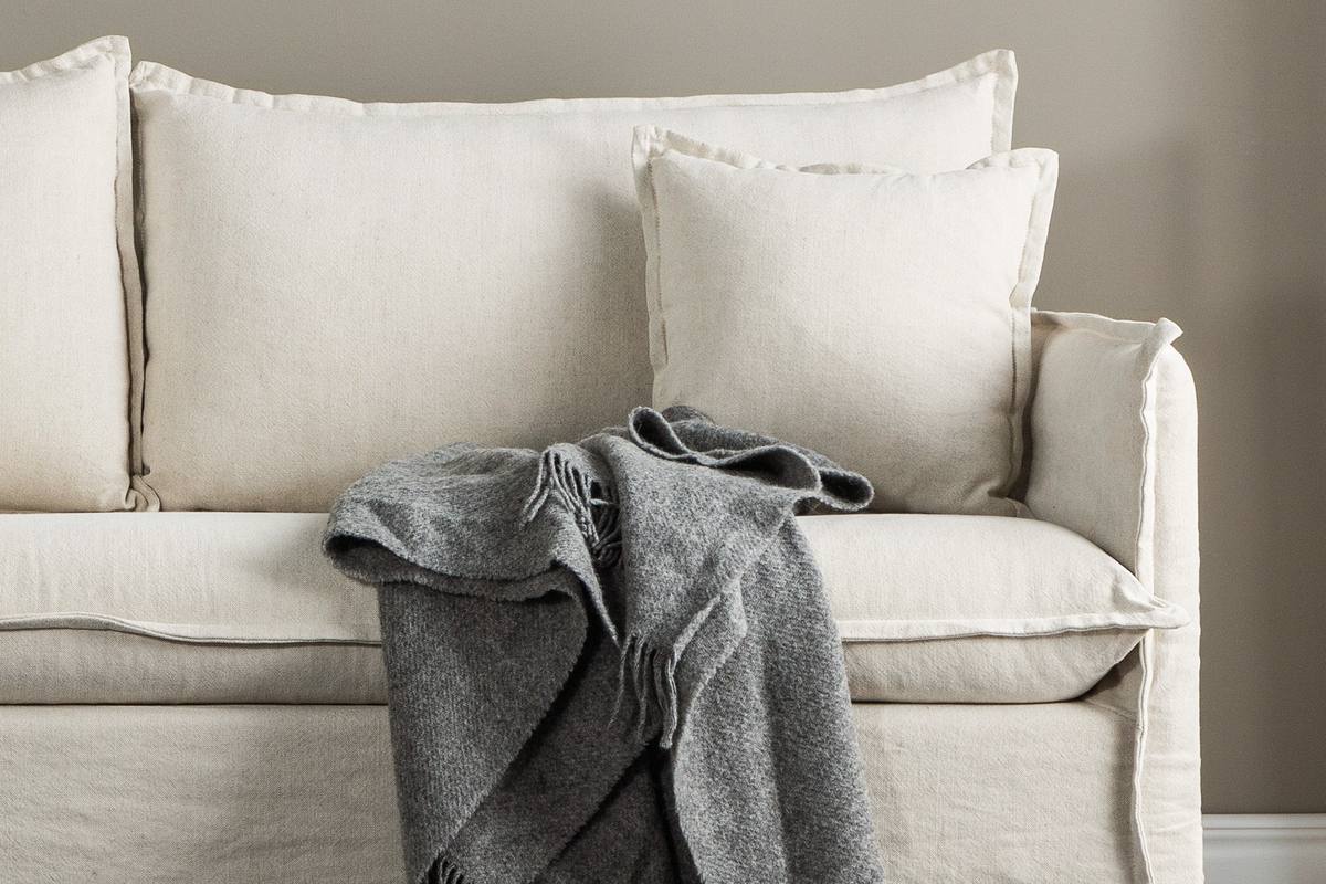 Stella - Sofa, 3-personers med stof i beige bomuld – billede 4