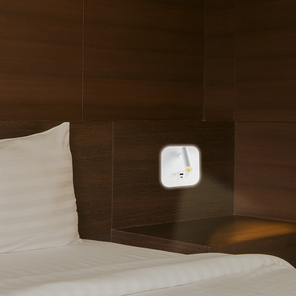 8W LED sengevæglampe med USB/PD opladning, Væglamper hos HomeNordic