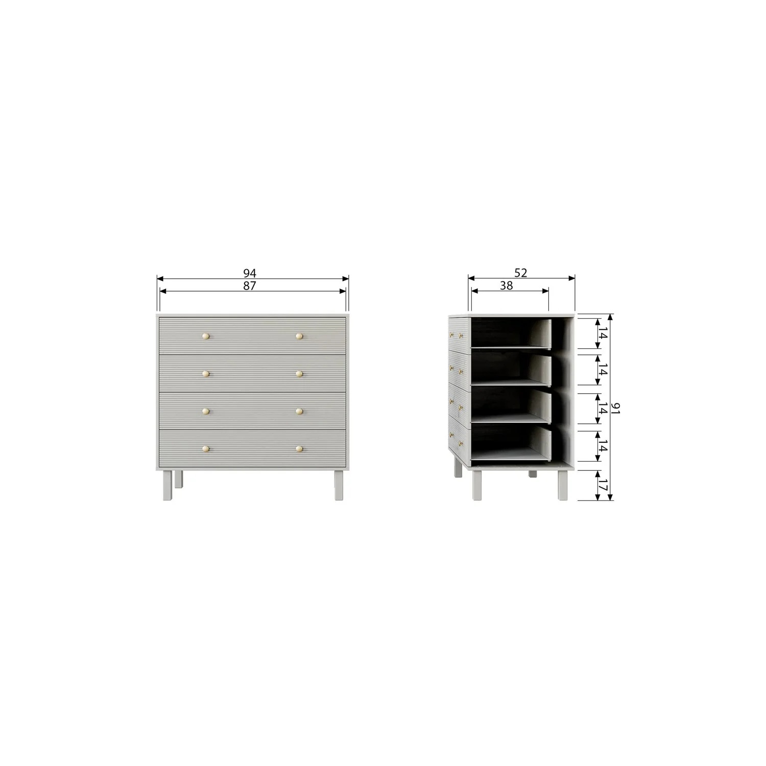 WOOOD - Madu Kommode Fyr Cloud Grey FSC, produktbillede 8 af 8, Kommoder hos HomeNordic