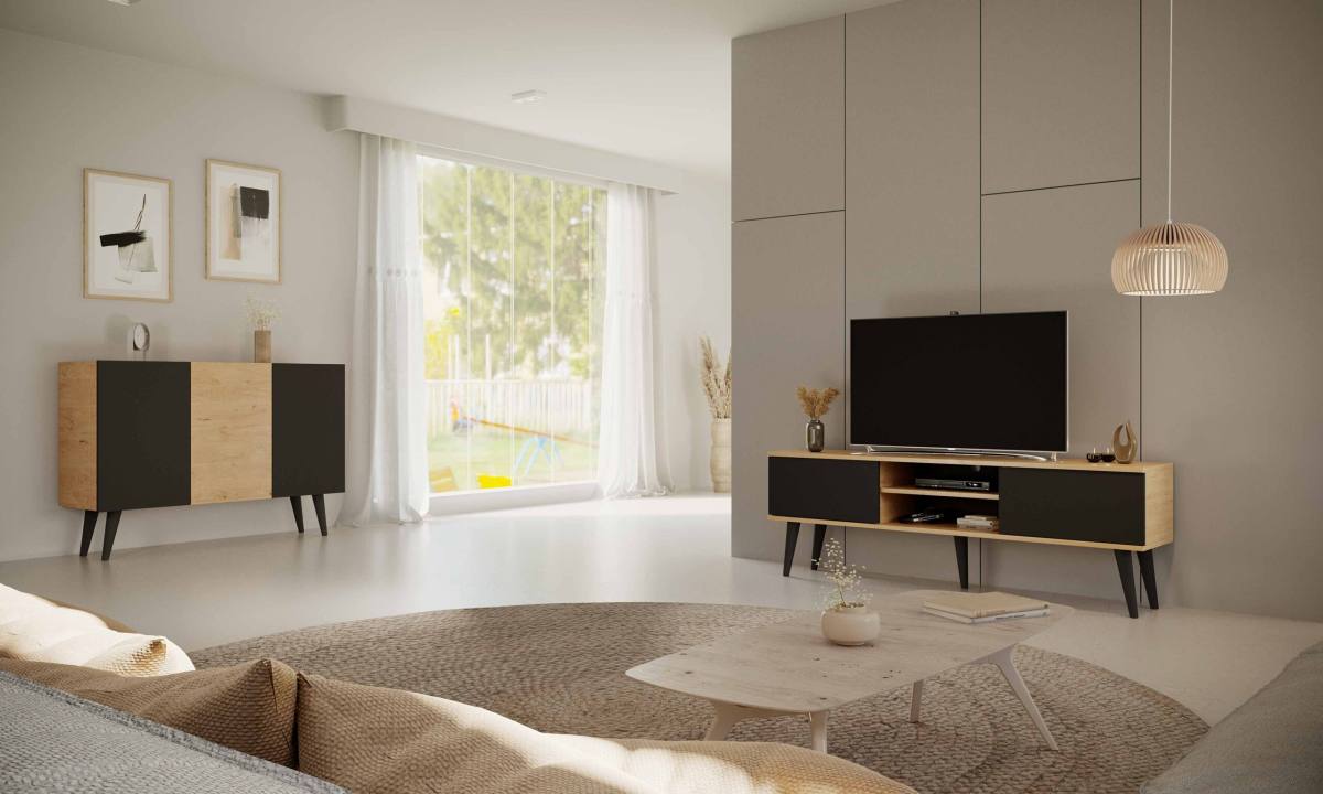 KOCOT RTV Toronto TV-bord, m. 2 låger og 1 hylde, produktbillede 6 af 6, TV-borde hos HomeNordic