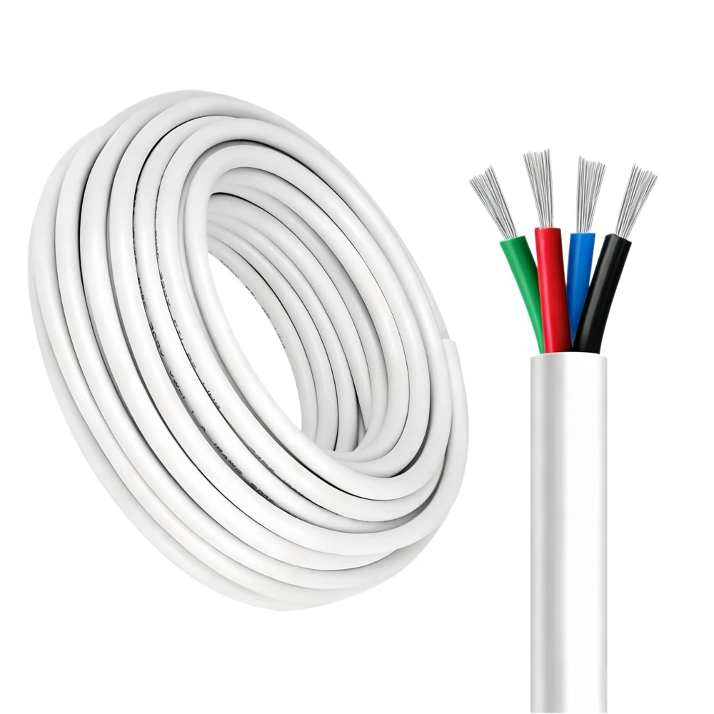 100m RGB kabel, hvid rund, LED-strips hos HomeNordic