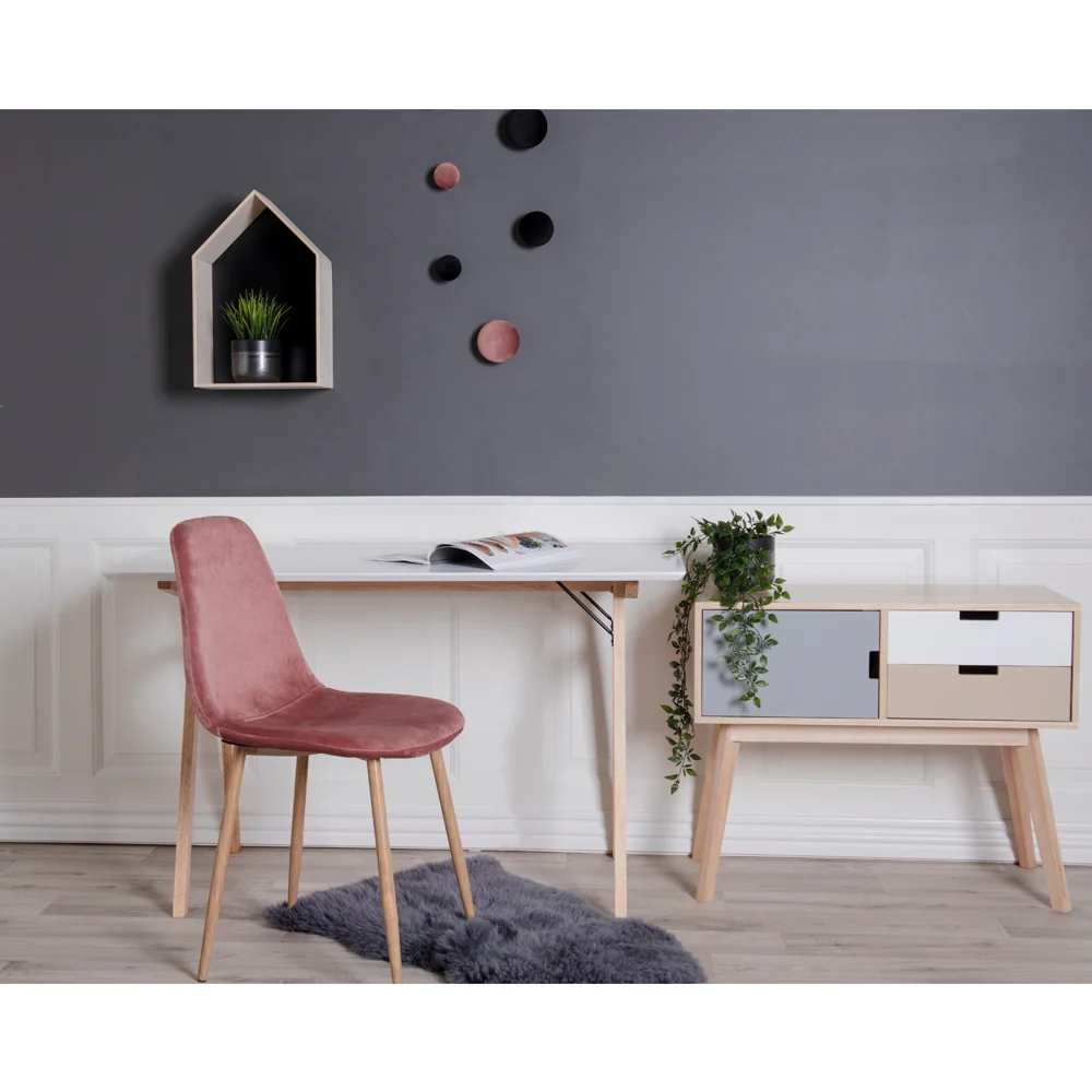 Vojens - Skrivebord i hvid og natur, 120x60x75,5cm, produktbillede 4 af 5, Skriveborde hos HomeNordic
