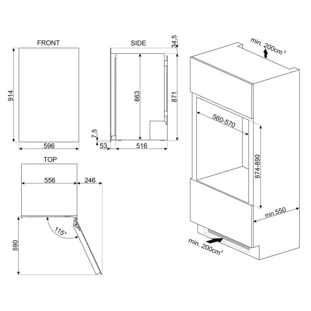 CVI414NX indbygget vinkøleskab, sort – billede 2