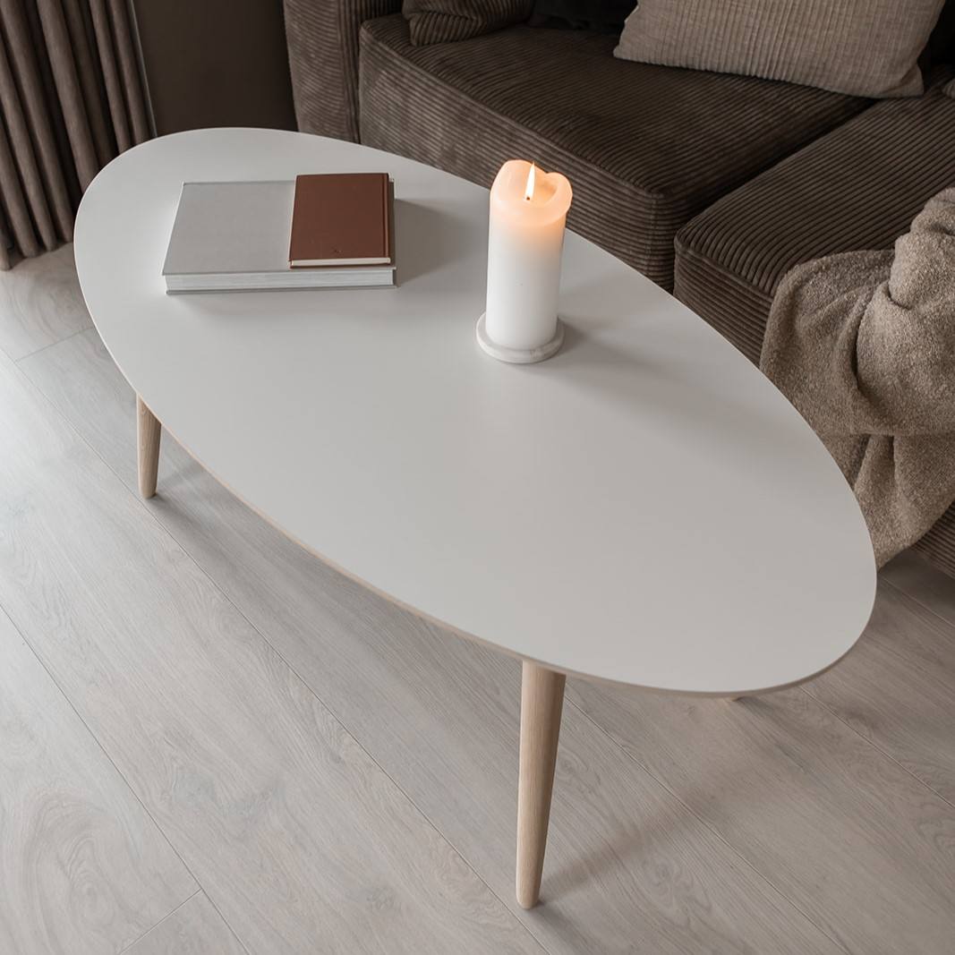 CT 10 - Elipseformet sofabord i hvid laminat og stel i eg, produktbillede 9 af 10, Nordisk design hos HomeNordic