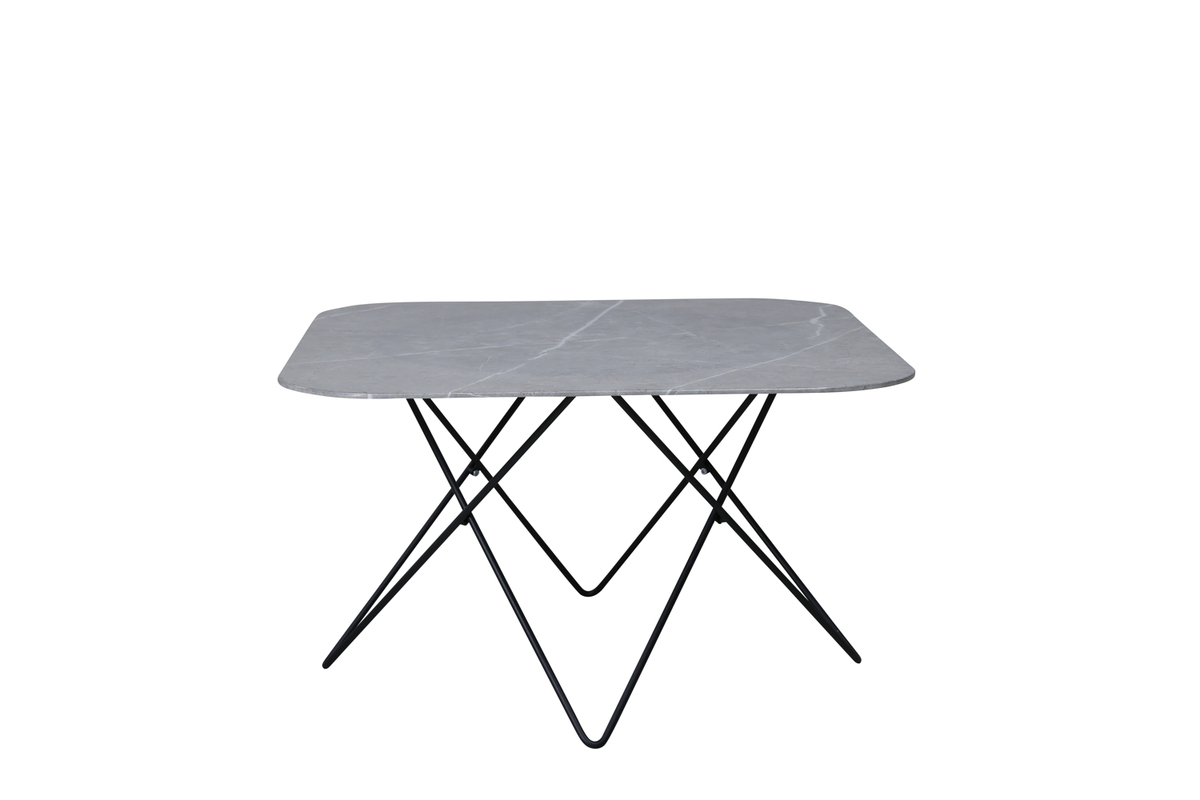 Tubas- Sofabord i grå marmor glas og sort metal, 80 x 80 cm, produktbillede 2 af 9, Moderne designs hos HomeNordic