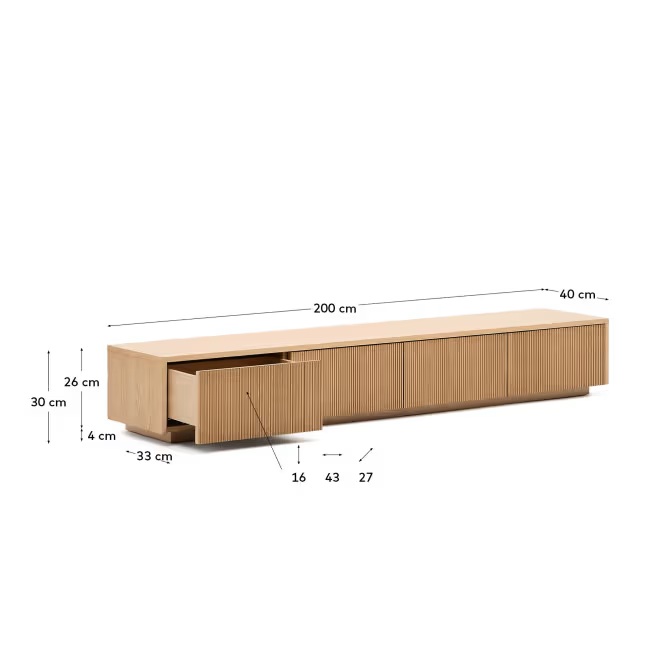 KAVE HOME Helvine TV-bord, m. 4 skuffer, produktbillede 4 af 9, TV-borde hos HomeNordic