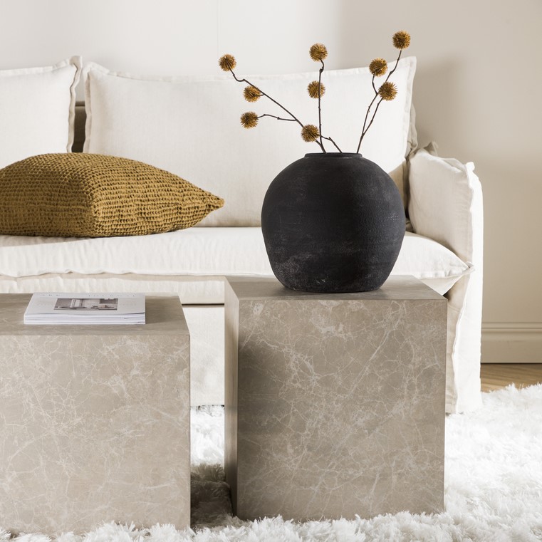 Blockit - Sofabord i marmor look, 40 x 40 cm., Moderne designs hos HomeNordic