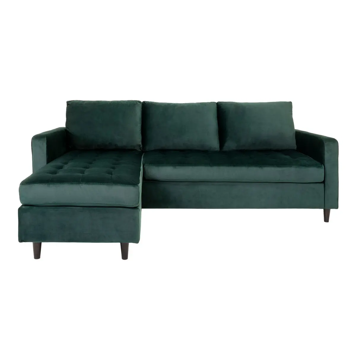 Firenze Sofa - Sofa I Velour, Mørkegrøn Med Sorte Træben, Hn1006 – billede 4