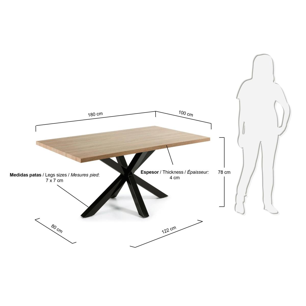 KAVE HOME Argo spisebord, rektangulær, produktbillede 2 af 6, Spiseborde hos HomeNordic