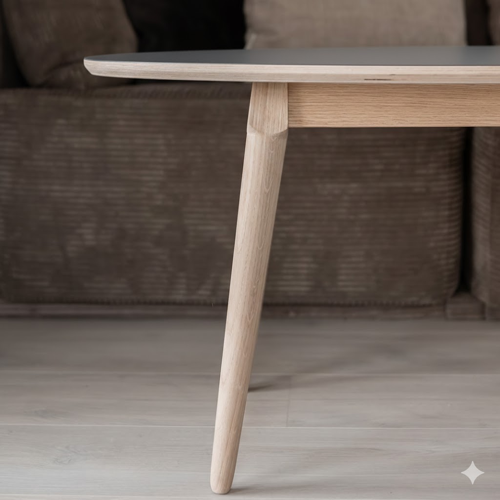 CT 10 - Elipseformet sofabord i antrcitgrå linoleum og stel i eg, produktbillede 3 af 3, Nordisk design hos HomeNordic