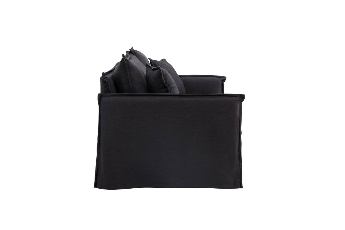 Stella - Sofa, 3-personers med stof i sort hør polyester – billede 7