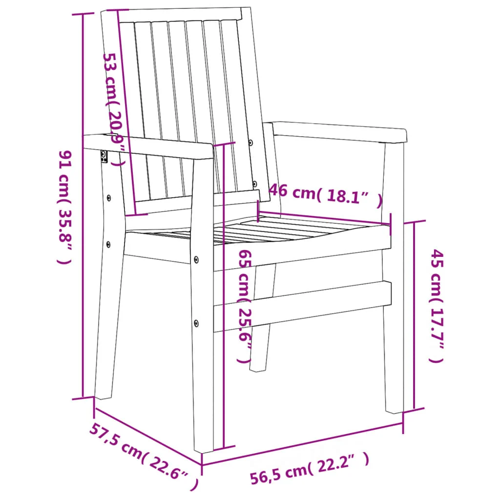 Stabelbare Havestole 56,5x57,5x91 Cm Massivt Teaktræ, produktbillede 7 af 10, Havestole i teaktræ hos HomeNordic