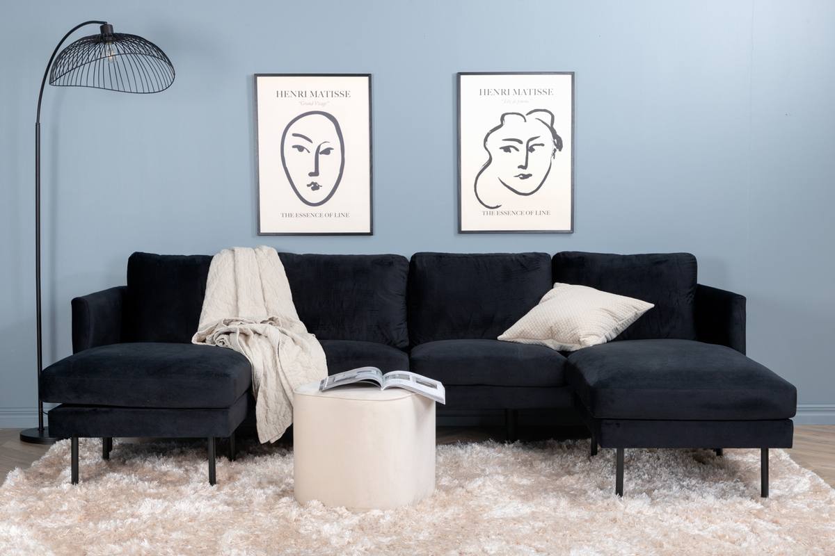 Polar - Sofa i U-form med sort fløjl – billede 3