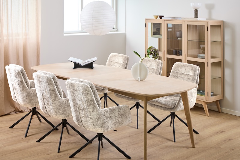 Spisebordsstol med armlæn, vippe funktion og drejefunktion, beige, produktbillede 10 af 11, Spisebordsstole hos HomeNordic