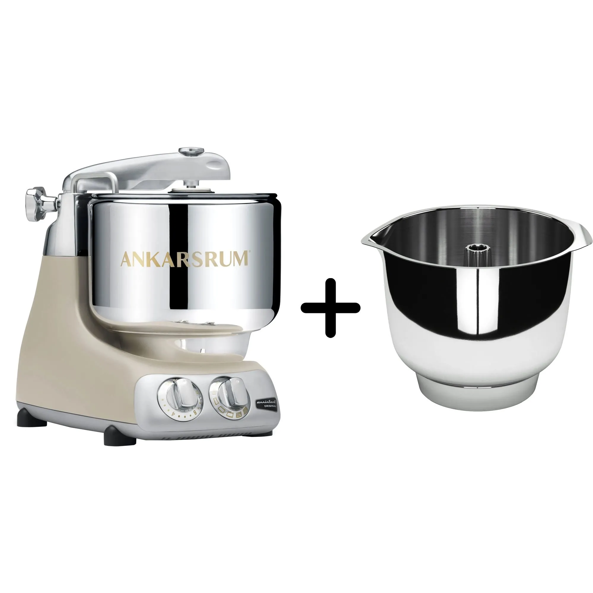 AKM 6230 køkkenmaskine + Assistent Original piskeskål, harmony beige, Røremaskiner hos HomeNordic