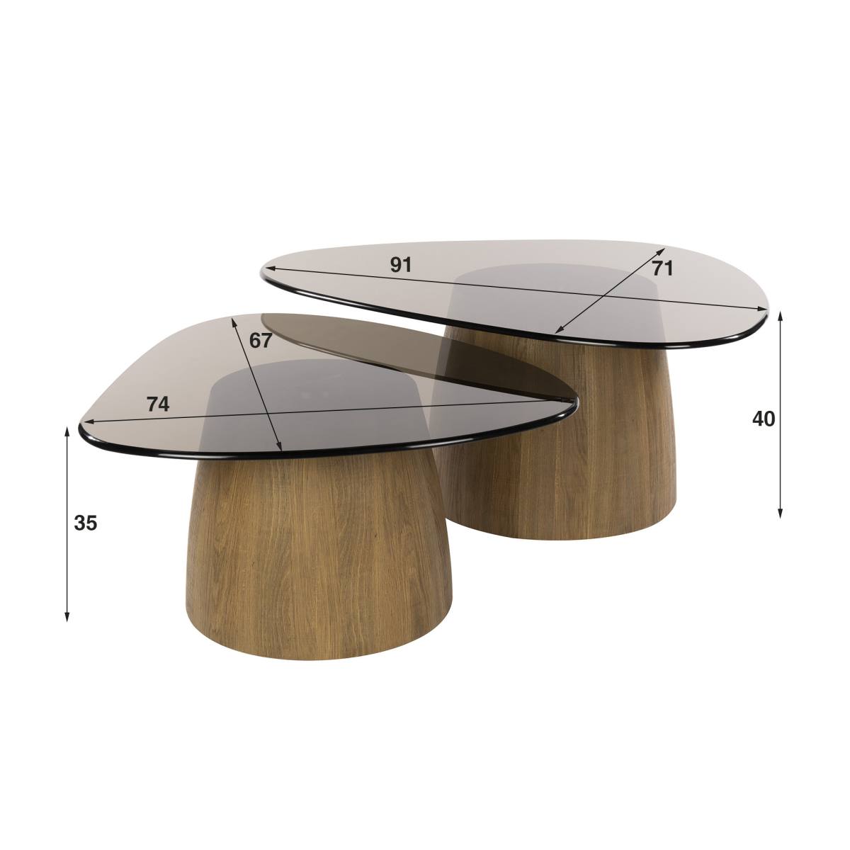 Vaso - Sofaborde med trekantet form i brunt glas, produktbillede 6 af 6, Moderne designs hos HomeNordic