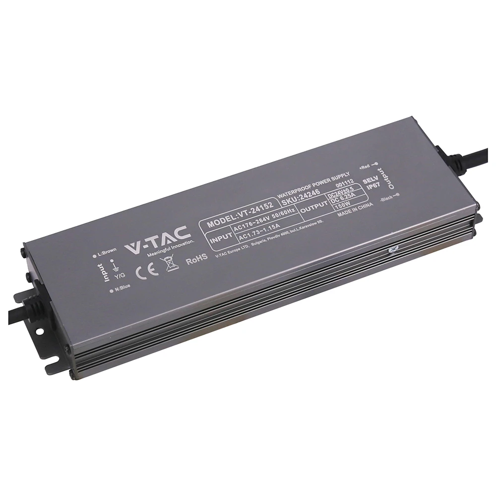 150W / 24V DC strømforsyning til LED strips, Strømforsyninger hos HomeNordic