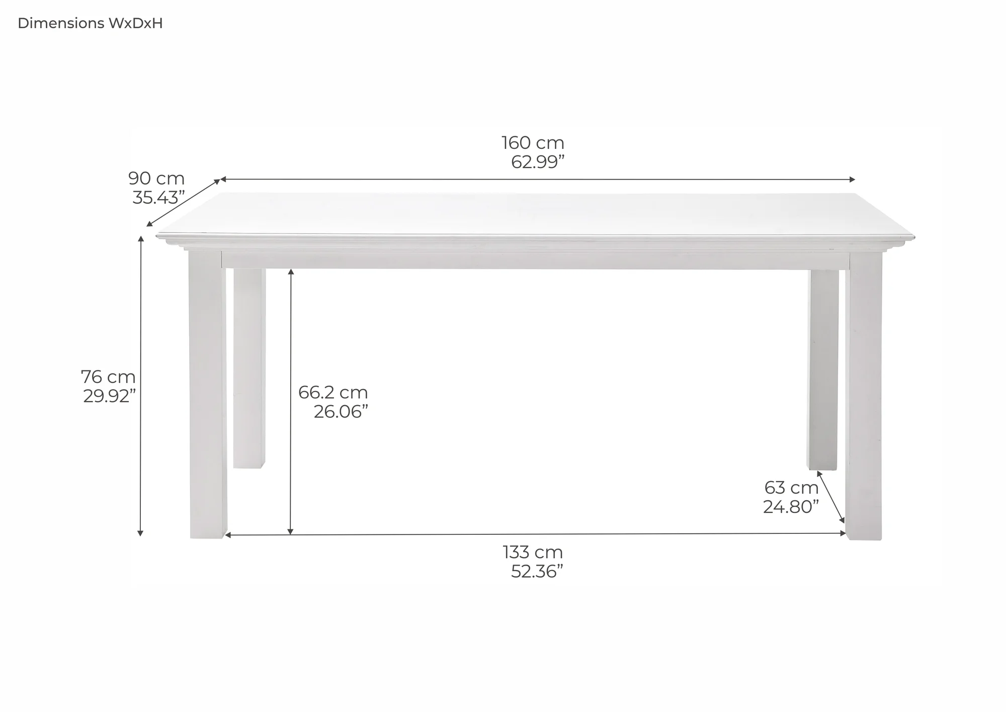 NOVASOLO HALIFAX SPISEBORD HVID -160, produktbillede 3 af 7, Spiseborde hos HomeNordic