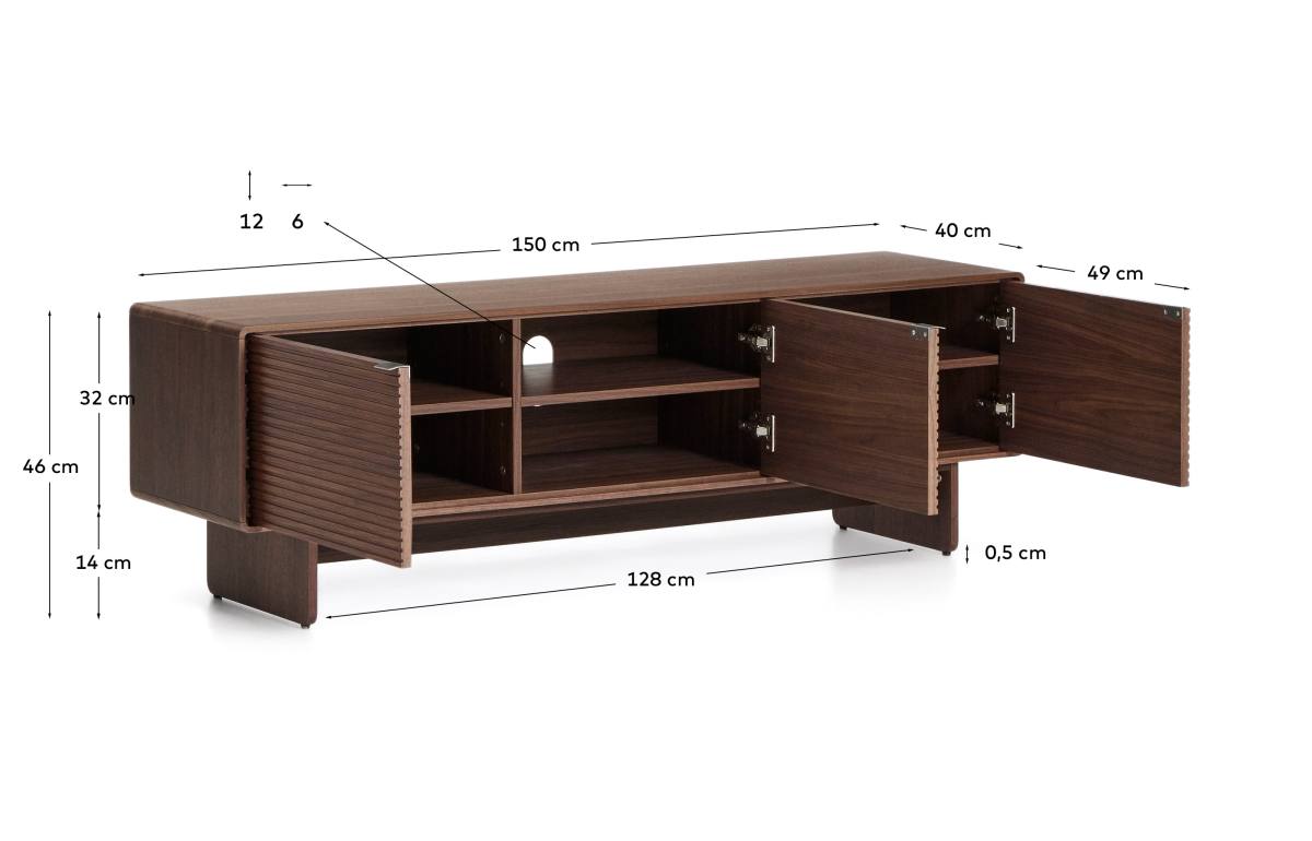 KAVE HOME Norlen TV-bord, m. 3 låger og 3 hylder, produktbillede 2 af 5, TV-borde hos HomeNordic