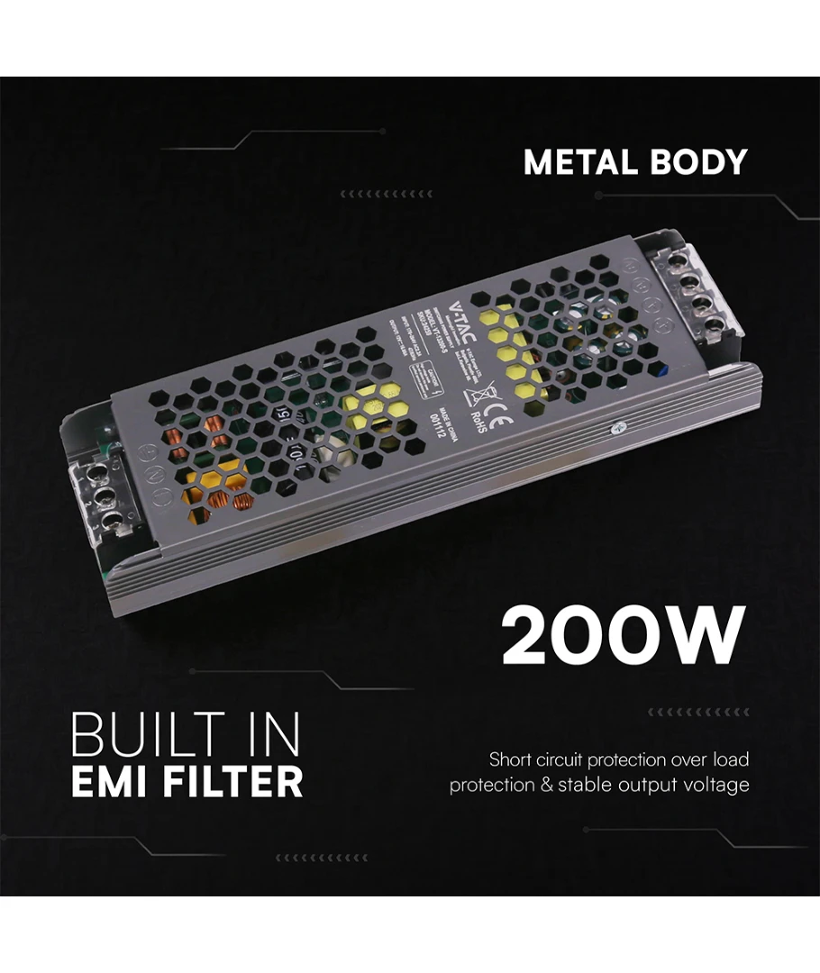200W / 12V DC strømforsyning til LED strips, produktbillede 9 af 10, Strømforsyninger hos HomeNordic