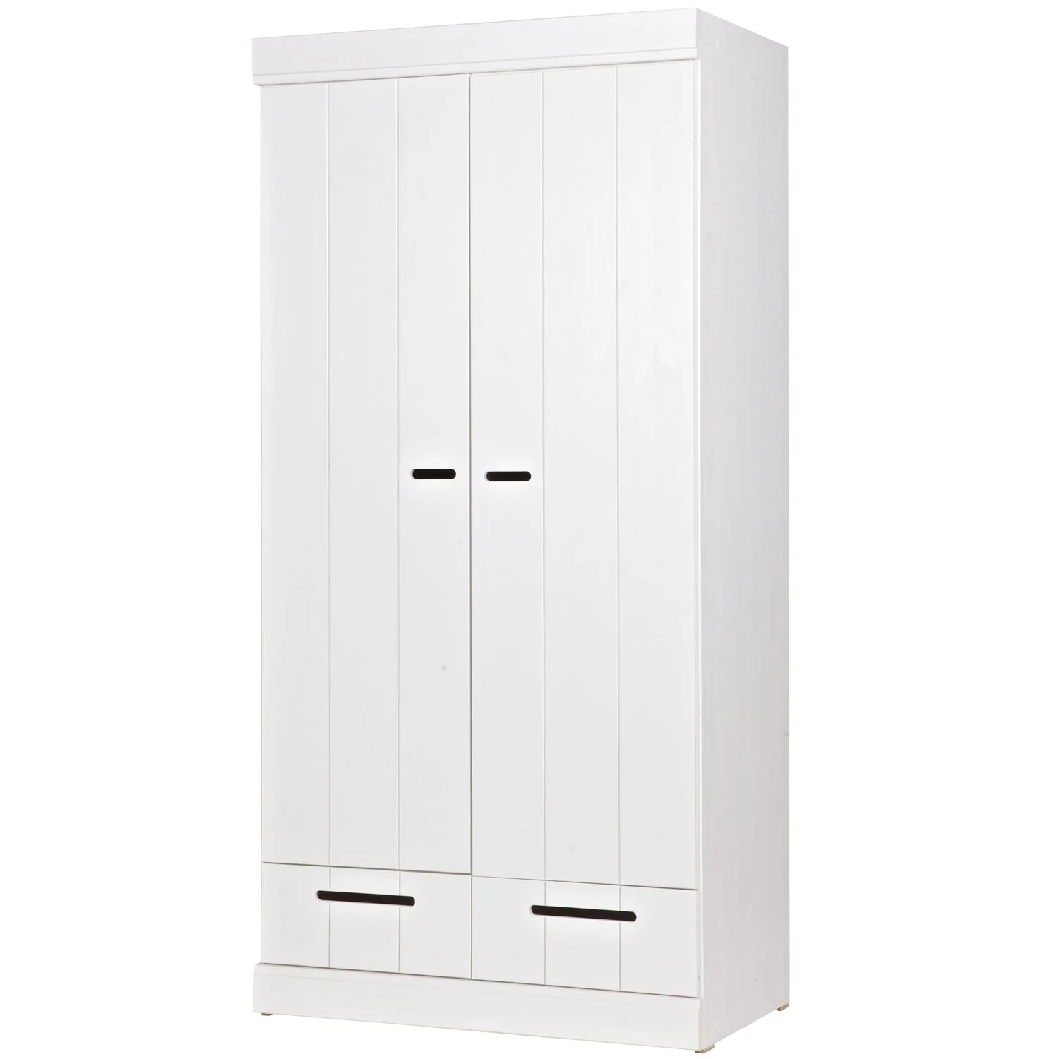 WOOOD - Connect 2-Dørs Skab Skuffer Skydedøre Hvid FSC 195x94x53 cm, Garderobeskabe hos HomeNordic