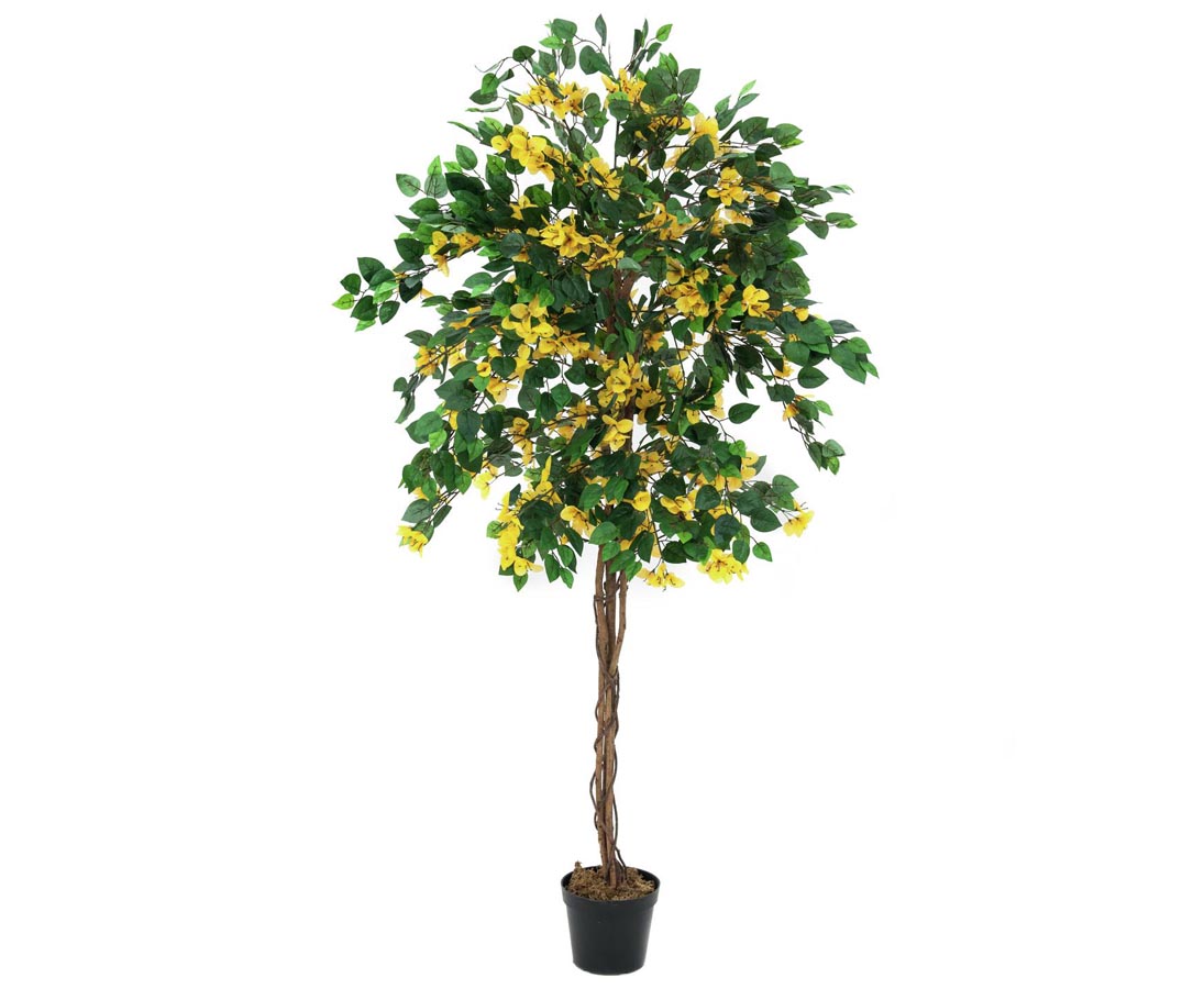Bougainvillea kunsttræ 150 cm med gule blomster, Kunstige planter & træer hos HomeNordic