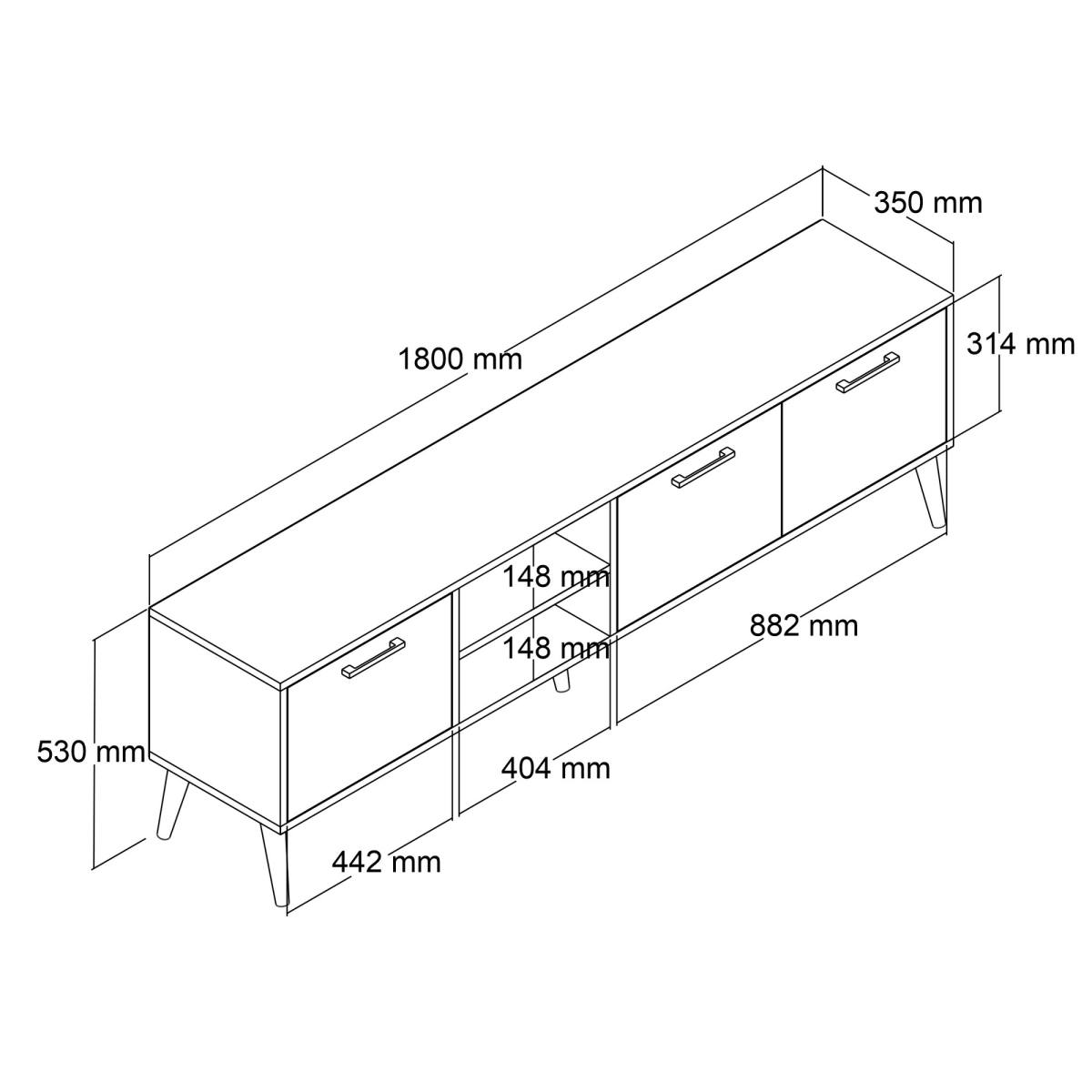 NORDVÄRK Exxen TV-bord, m. 3 låger og 1 hylde, produktbillede 2 af 5, TV-borde hos HomeNordic