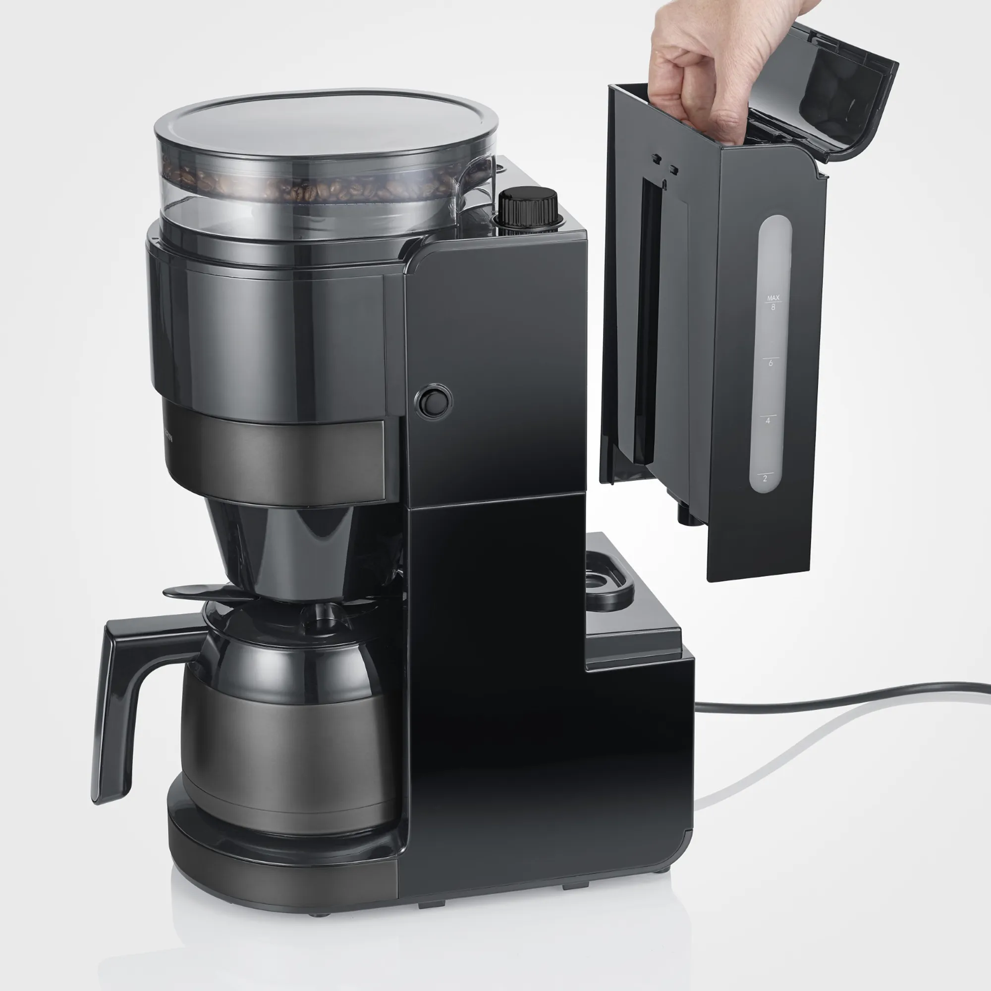 Kaffemaskine med kværn & termokande, dark inox, produktbillede 4 af 5, Kaffemaskiner hos HomeNordic