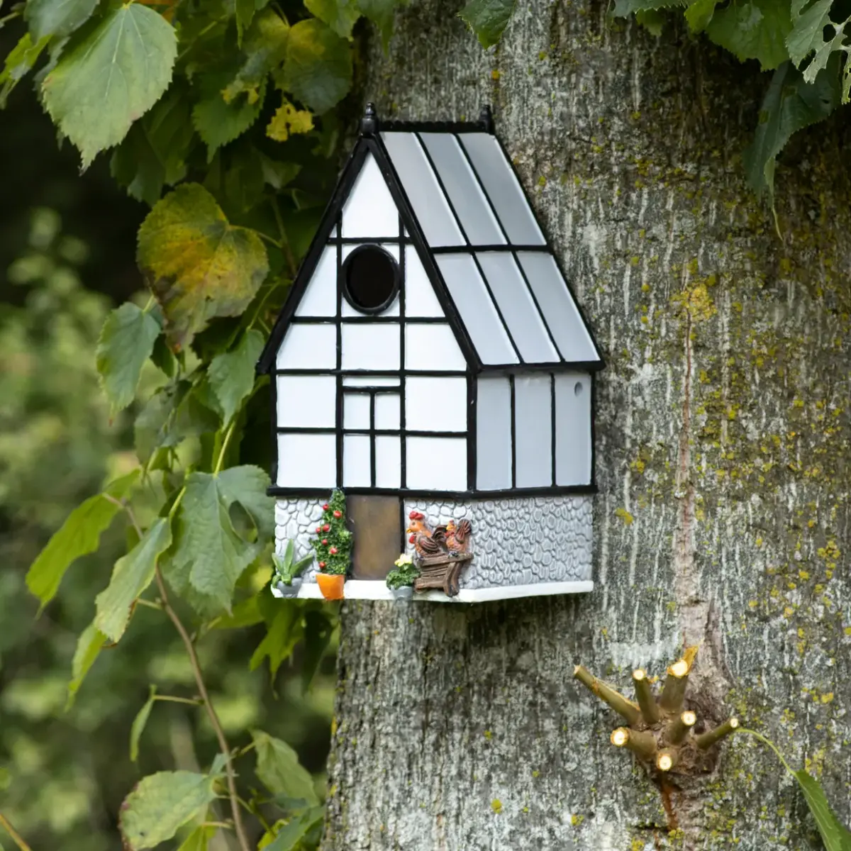 Fuglehus drivhus til blåmejse & småfugle – 13,2×12,8×H24,5 cm