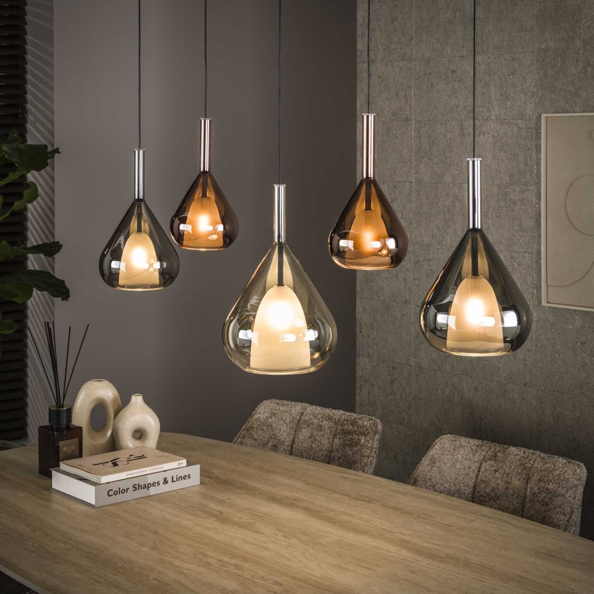 Blast - Loftlampe med fem dråbeformede glaskupler