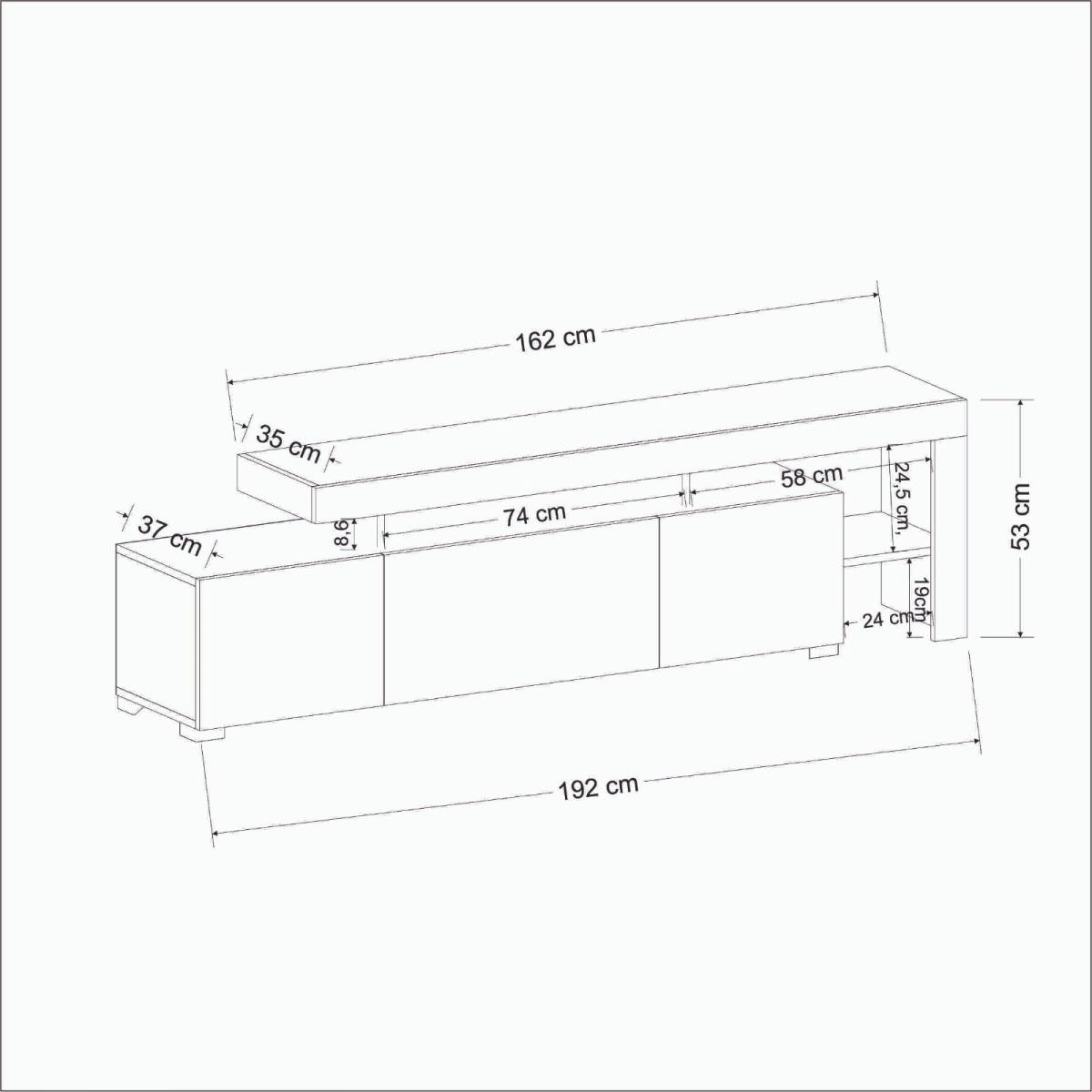 NORDVÄRK Beliz TV-bord, m. PVC-kantbånd LED-lys, produktbillede 3 af 10, TV-borde hos HomeNordic